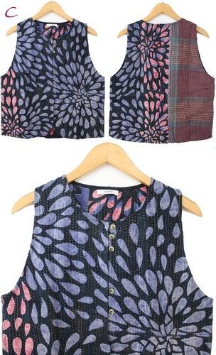 KNT-911 ラリーキルトベスト ヴィンテージ カンタ刺繍 アンティーク