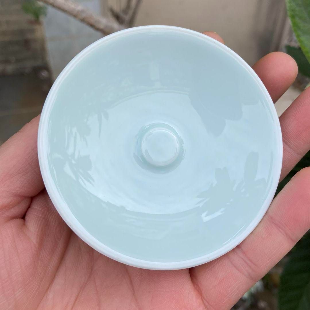 中国茶器 景徳鎮 陶磁器 青花馬蹄三才蓋碗 喜上眉梢 茶碗 煎茶器