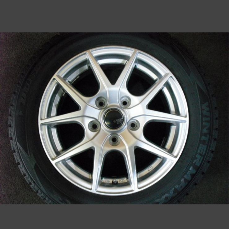 【チョコ】ダンロップ スタッドレス バリ山 WM02＆アルミセット 4本 ダンロップ スタッドレスタイヤ 14インチ 4本セット