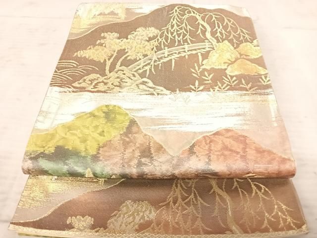 【舞】A11 山に花　風景画　六通袋帯　正絹 舞】A11 山に花 風景画 六通袋帯 正絹 - メルカリ
