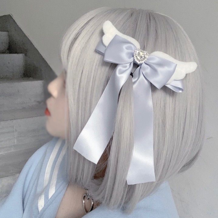 ヘアクリップ リボン 天使界隈 ヘアアクセサリー サブカル 水色系統 ヘアクリップ リボン 天使界隈 ヘアアクセサリー サブカル 水色系統