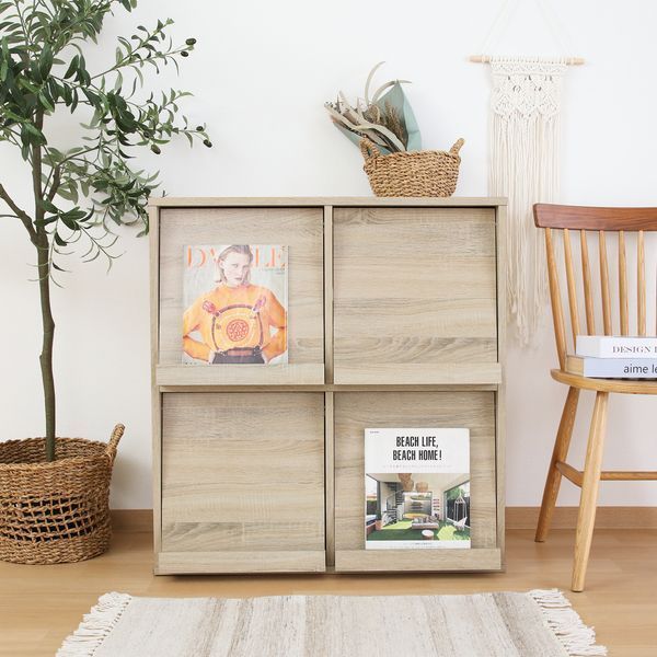 ディスプレイラック 4マス オーク 組立品 代引不可 MARWIL-DEMENAGEMENTS_CH