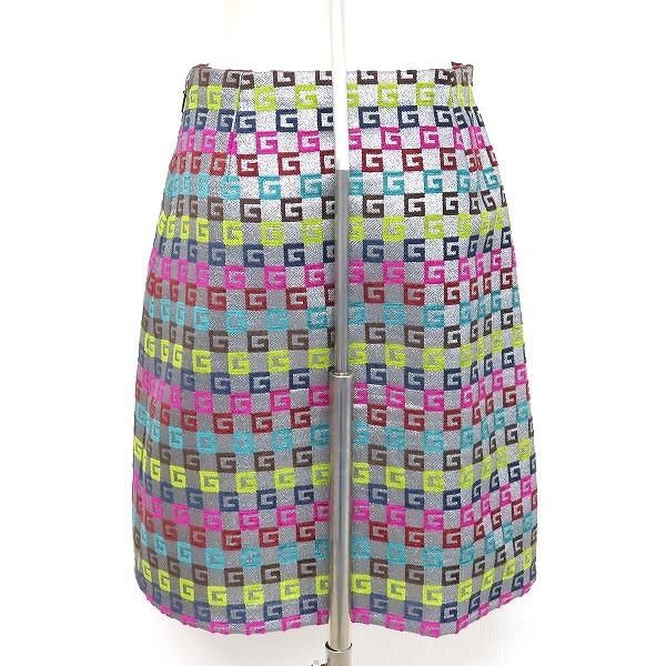 『お値下げ』GUCCIラメプリーツスカートGG柄 anc グッチ GUCCI スカート 40 シルバー マルチ G柄 ラメ イタリア製