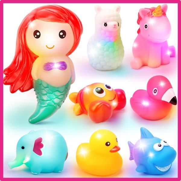 8 PCS REMOKING 水遊び おもちゃ お風呂 おもちゃ ライト カラフルなLED点滅おもちゃ お風呂 プール 知育玩具 おふろ おもちゃ 男の子 女の子 子供 人気 誕生日プレゼント クリスマス プレゼント 