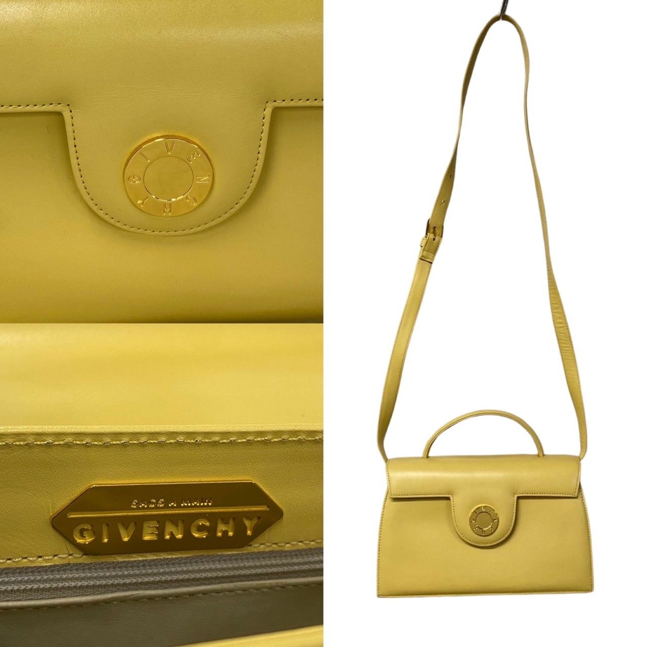 ほぼ未使用 GIVENCHY ジバンシィ ジバンシー ロゴ 金具 レザー 2way 