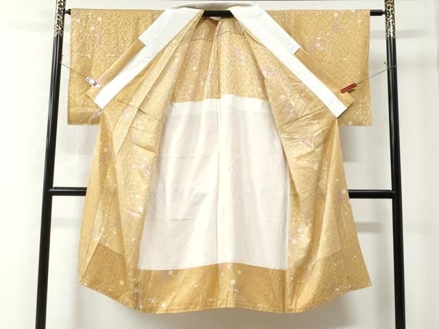 平和屋着物○長襦袢 無双仕立て 麻の葉舞桜文 正絹 逸品 CAAW7286yc