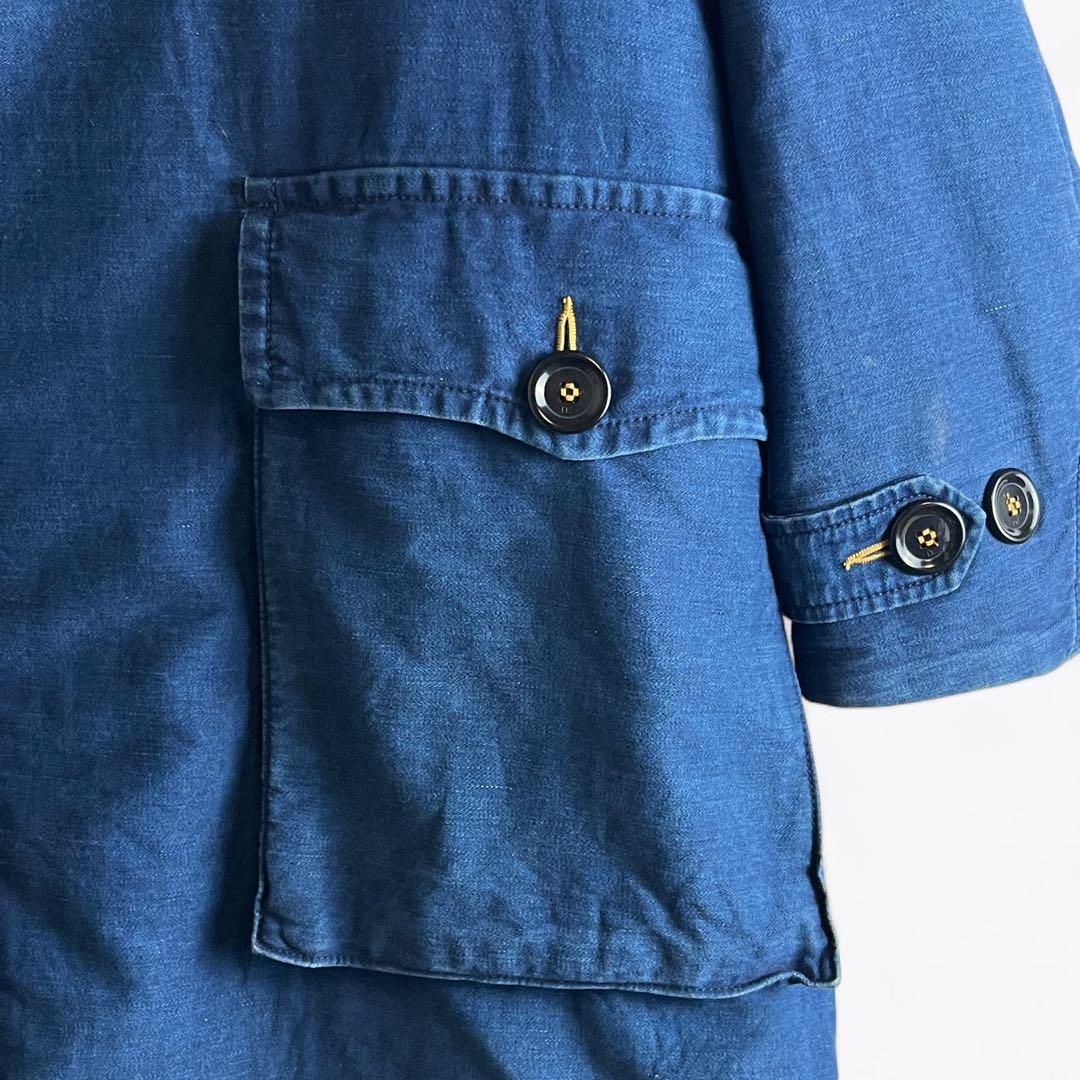 45R 麦サテンのイヌイットコート（加工） インディゴ 中綿