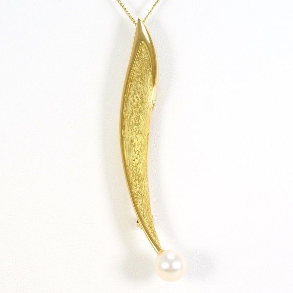 K18YG ネックレス NECKLACE ブローチ brooch アコヤ真珠 カード鑑別書 総重量約7.5g 約40cm