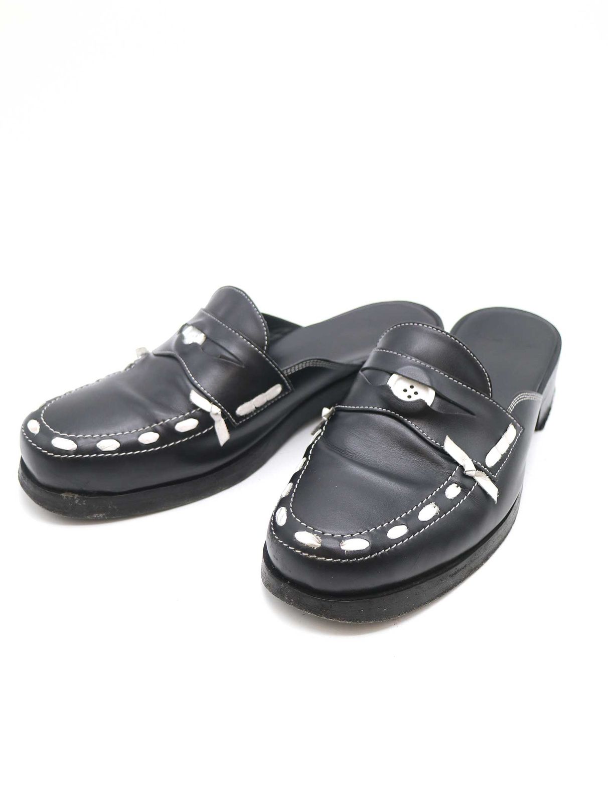 stefan cooke ステファンクック ボタンデザインレザーミュールブラック STEFAN COOKE ステファン クック ボタンデザインレザーミュール