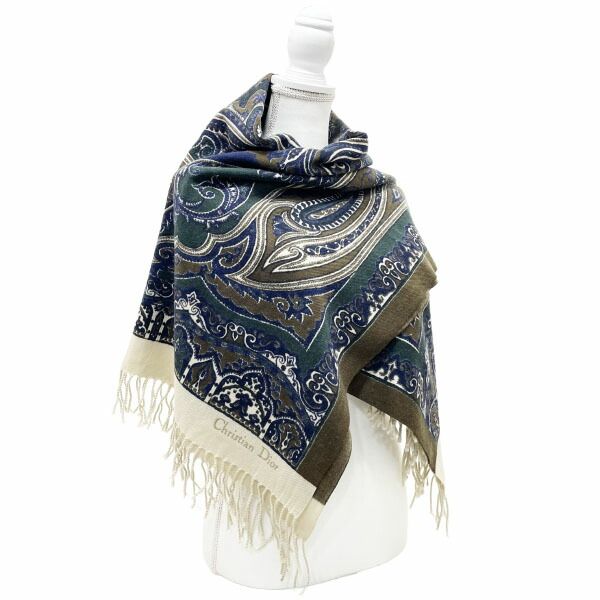 クリスチャン ディオール ストール ペイズリー マフラー ウール マルチ  
