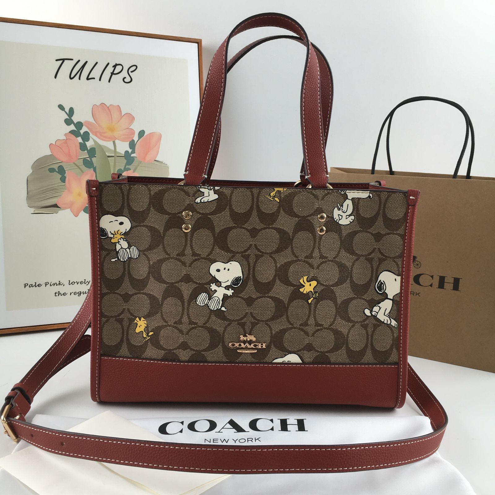 新品 コーチ スヌーピー トートバッグ デンプシー キャリーオール COACH - メルカリ