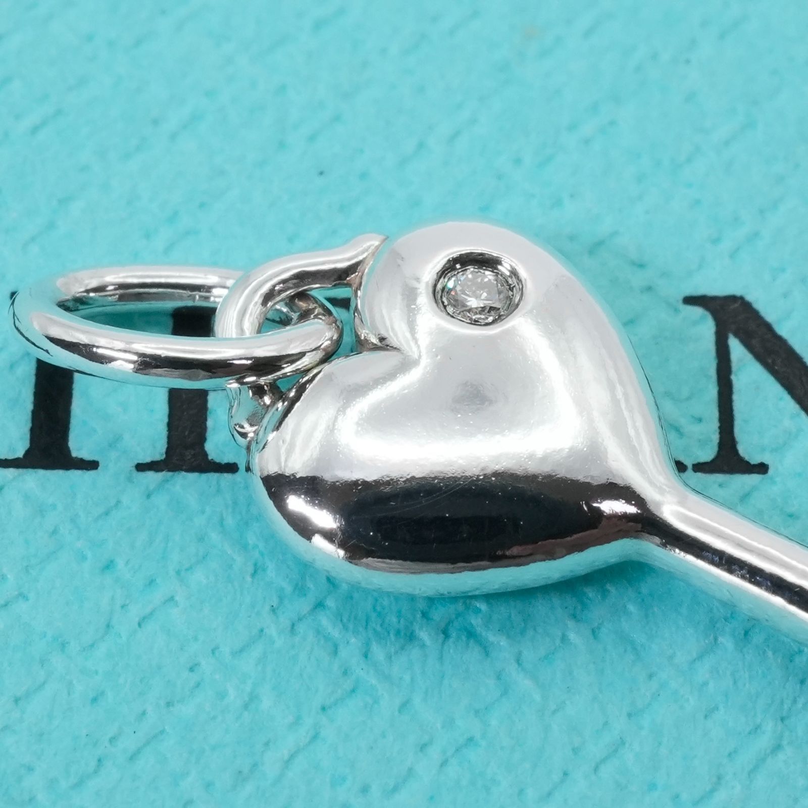 ティファニー ダイヤ1P付 ハートキーチャーム TIFFANY&Co. ティファニー ハートキー 1P ダイヤ ネックレス