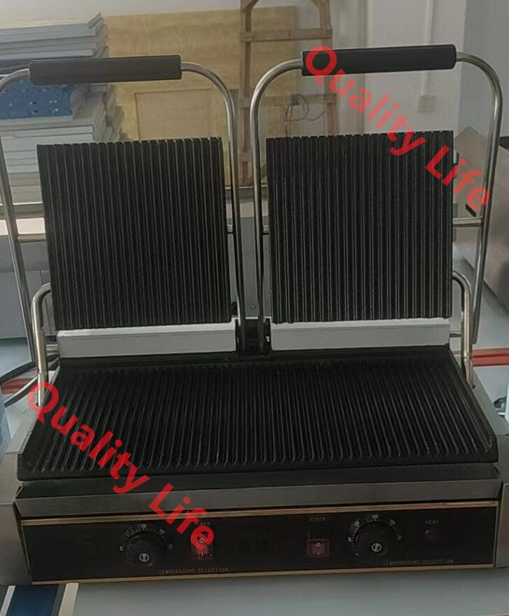 パニーニメーカー多機能プレスサンドイッチベーカー焼き肉ロースター 溝付き 2連 単相１0０V