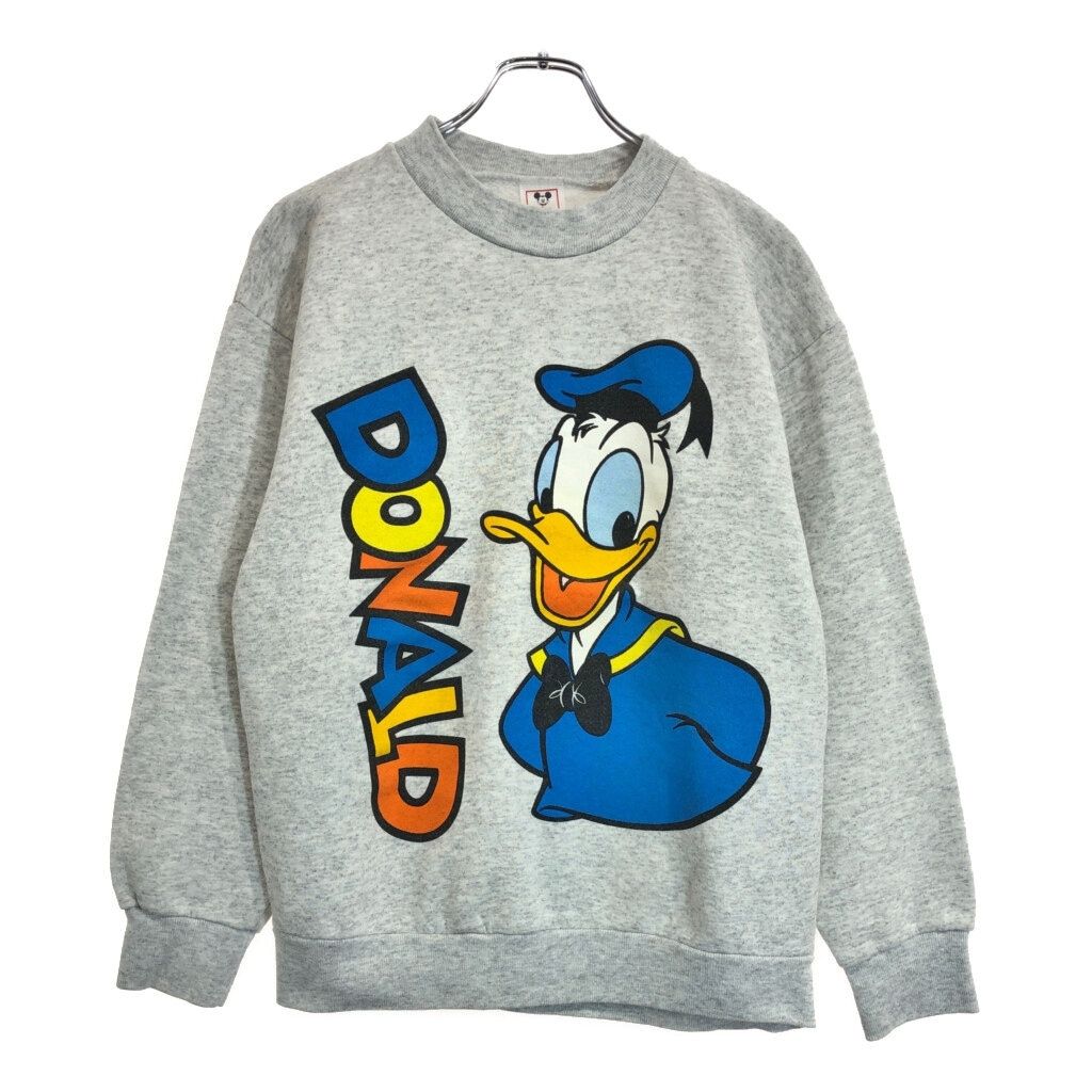90年代 Disney ディズニー ドナルドダック スウェット キャラクター グレー メンズ M相当 古着 U5271