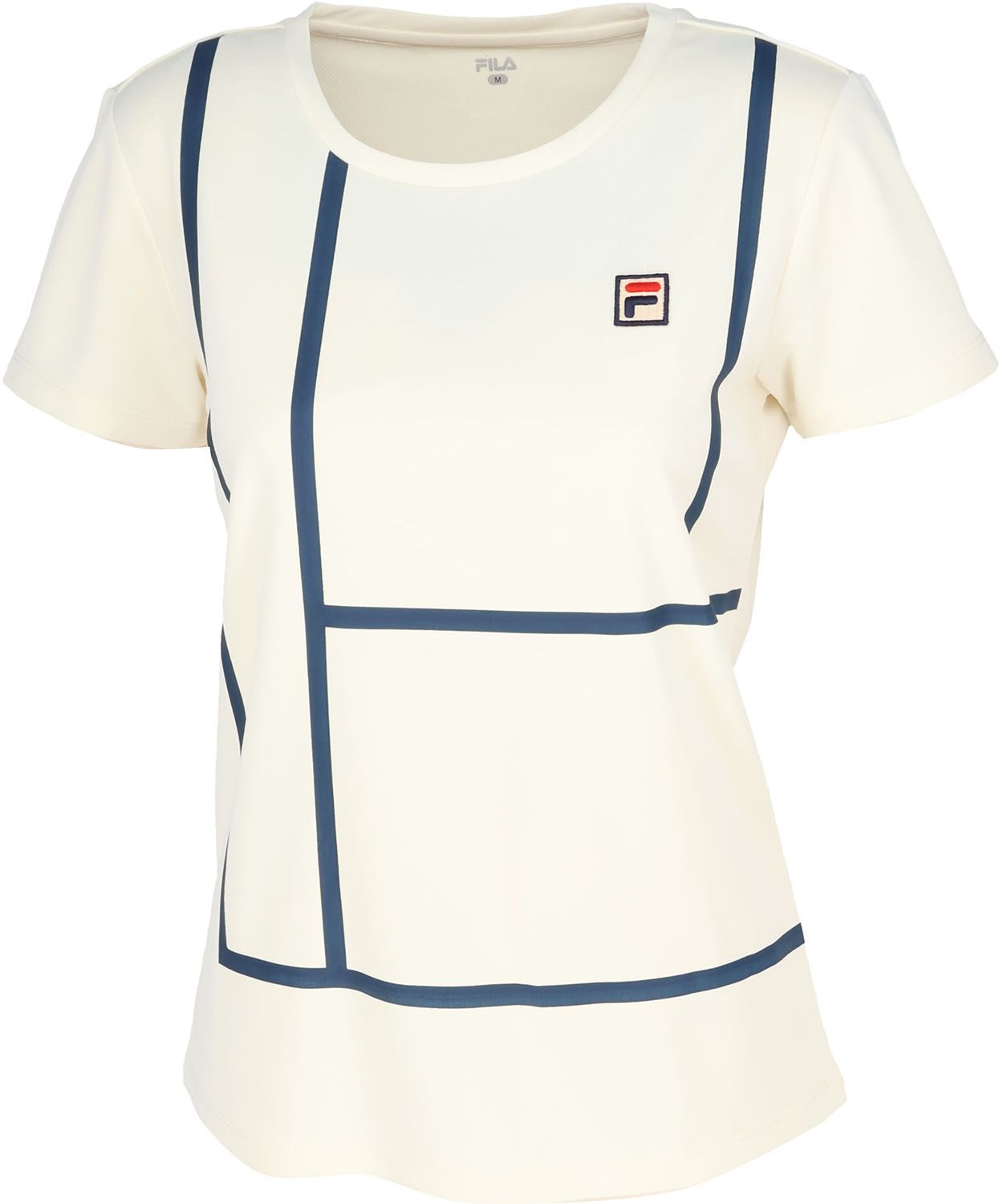 仲間 フィラ FILA テニス ゲームシャツ レディース ウィメンズ 女性 大人 半袖 Tシャツ トップス ウェア ロゴ テニスコート グラフィック クール 部活動 クラブ サークル スクール EL0238 34Z アイボリー