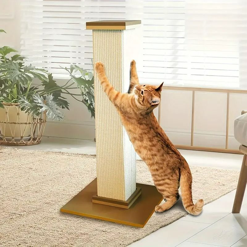 猫用爪 柱 高耐久性 繊維板 サイザル 麻ロープ ブラウン シンプル ナチュラル 32インチ ペット 猫 ねこ キャット かわいい お洒落 kkk