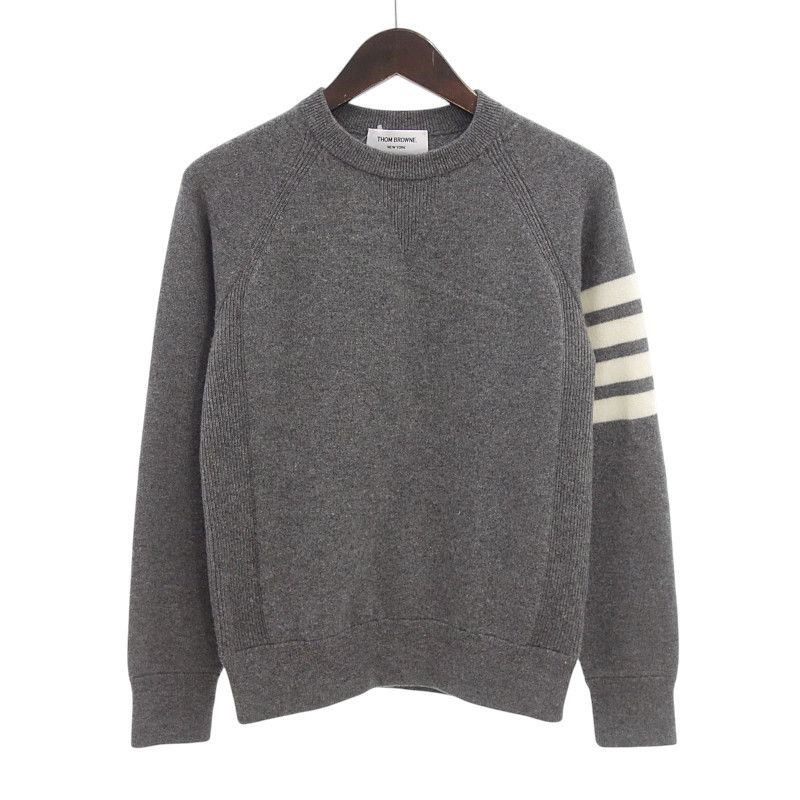 トムブラウン|THOM BROWNE 4BAR カシミヤニットセーター グレー グレー サイズ メンズ0