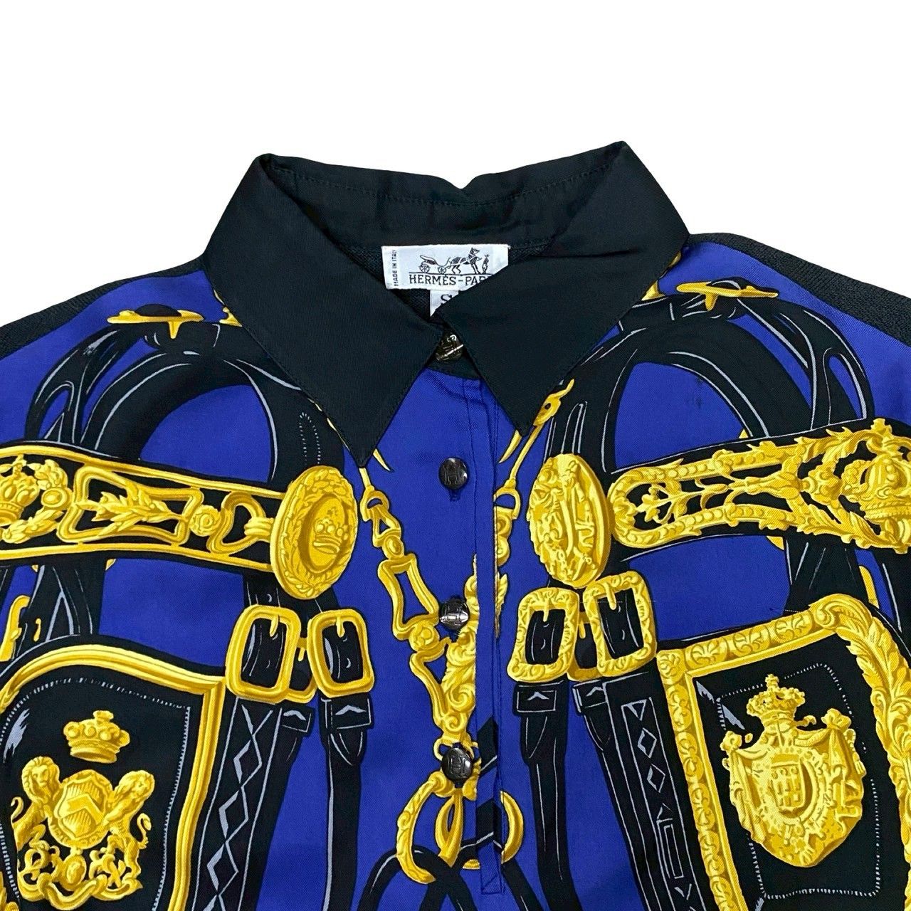 新品　HERMESエルメス　シルク　シャツ　ブラウス　ブリッドアガラ　トップス 極 美品 希少品 HERMES エルメス ブリッド ドゥ ガラ 柄 シルク