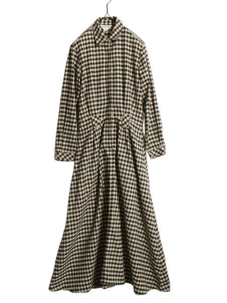 なクーポン配布中! 00s オービス チェック フランネル ロング シャツ ワンピース レディース M 古着 ネルシャツ アウトドア ロング丈 プルオーバー