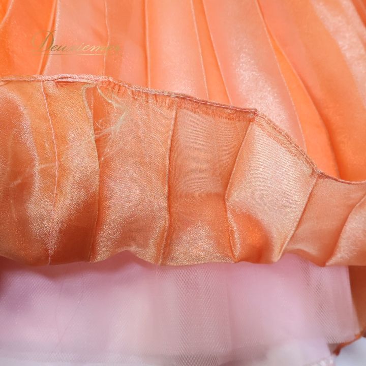 パーティドレス ワンピース ドレス オレンジ系 ラインストーン ビーズ  