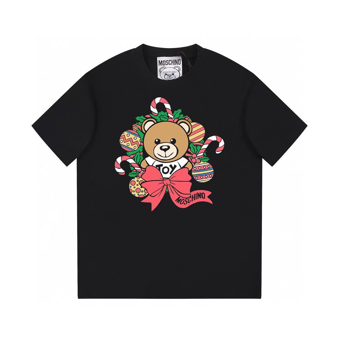 モスキーノ Moschino ギフト ベア プリント ブラック 半袖 Tシャツ