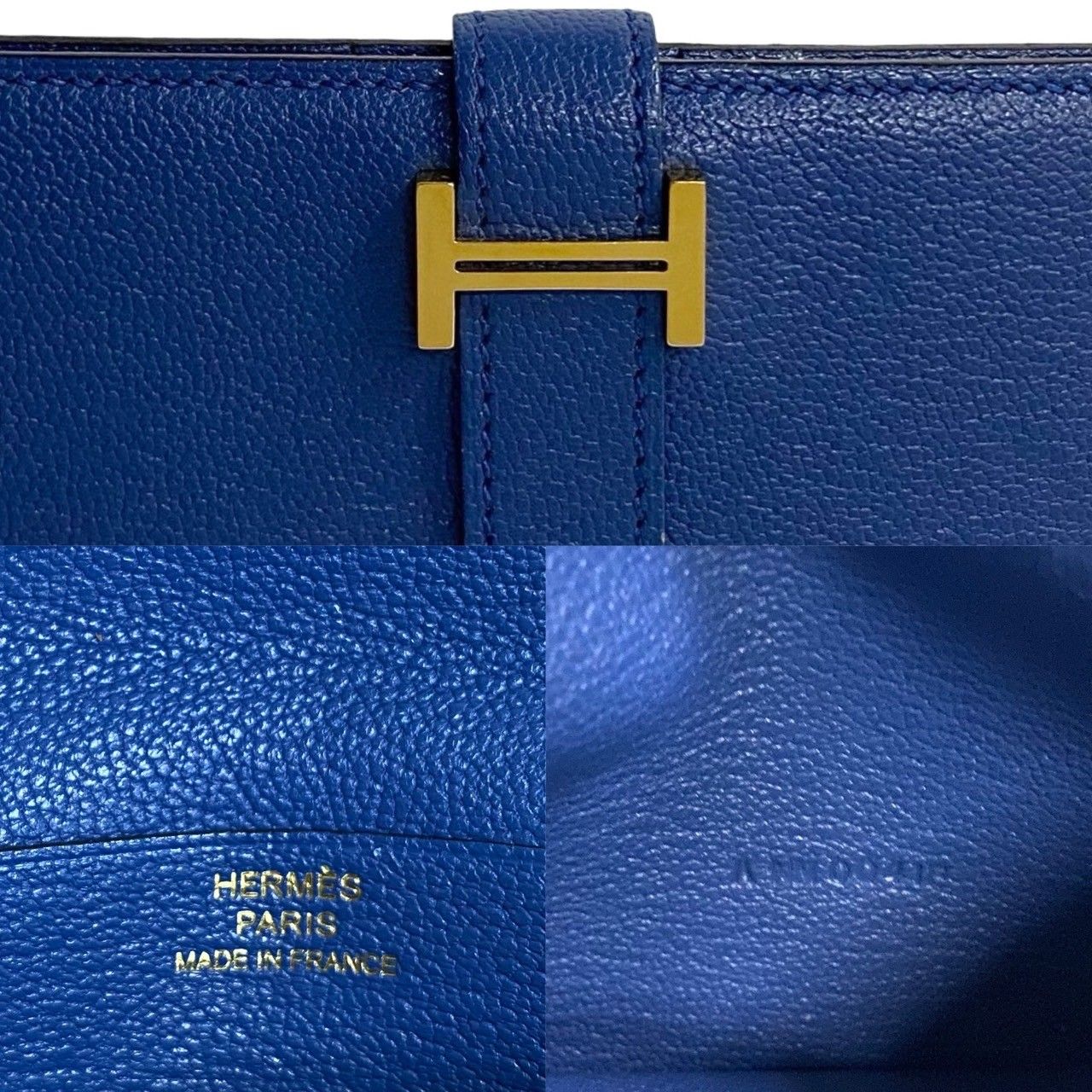 HERMES ベアン コンパクト シェーブル ブルーアトール 財布 A刻印