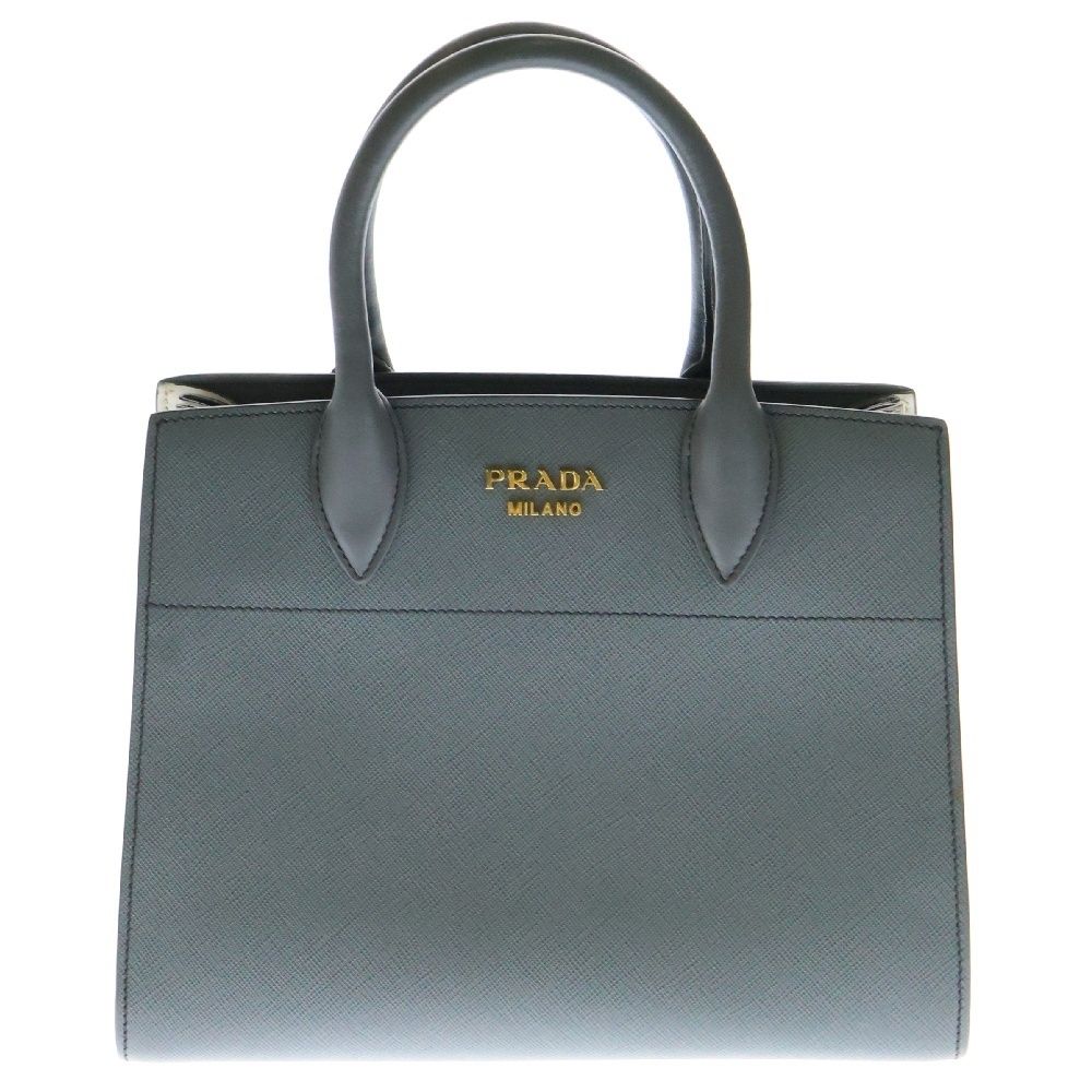 PRADA (プラダ) ビブリオテークバッグ 2wayハンドバッグ グレー PRADA (プラダ) ビブリオテークバッグ 2wayハンドバッグ グレー