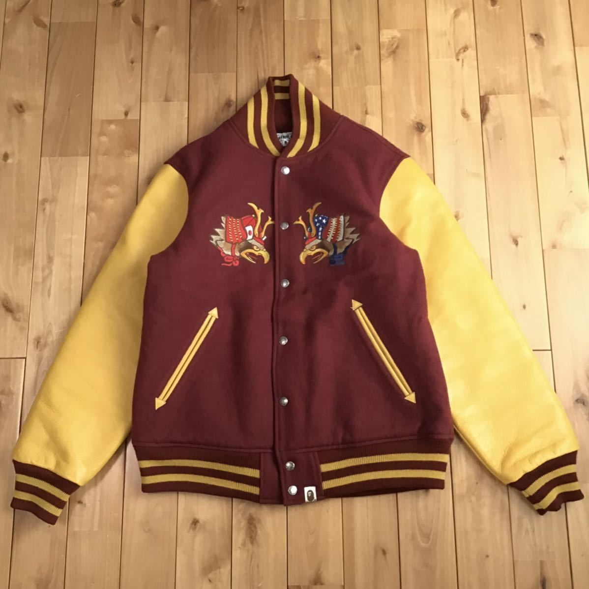 Undefeated × BAPE 袖レザー スタジャン Lサイズ a bathing ape leather varsity jacket エイプ  ベイプ アベイシングエイプ - メルカリ