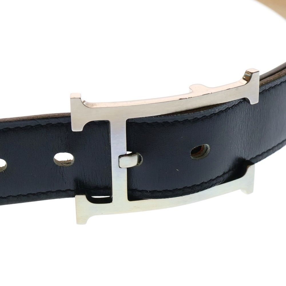 HERMES (エルメス) Hバックルレザーベルト ブラック □L刻印