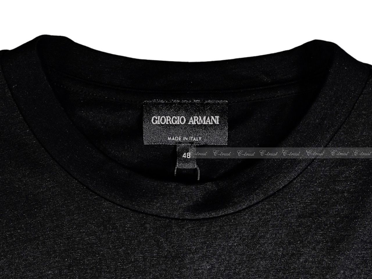 GIORGIO ARMANI ジョルジオ アルマーニ Tシャツ ピマコットン クルーネック ロゴ イタリア製 新品 ☆ ブラック K990-BK-48  - メルカリ