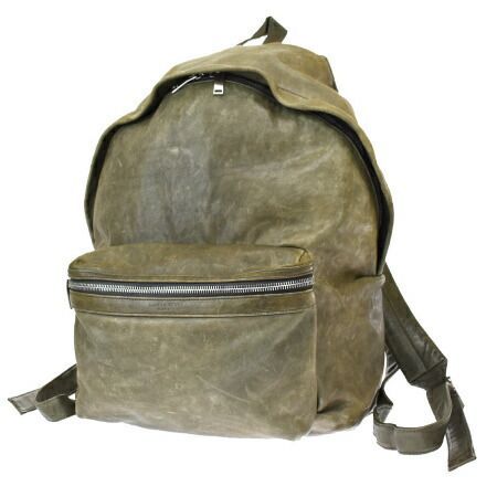 【中古】 中美品 サンローラン SAINT LAURENT リュックサック バックパック バッグ カーキ レザー 82BT164