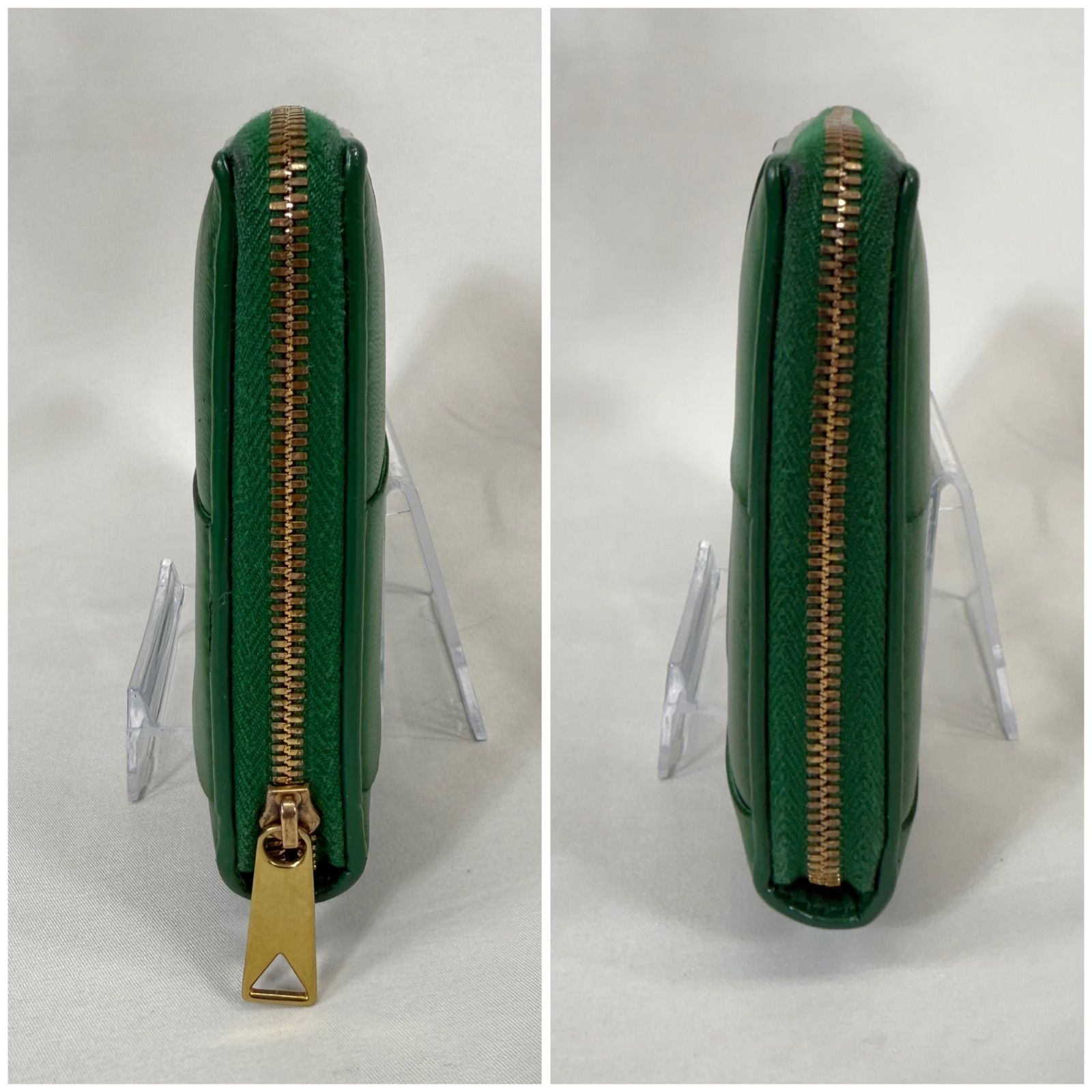 希少✨ボッテガヴェネタ 長財布 ラウンドファスナー カセット レザー グリーン BOTTEGA VENETA ボッテガヴェネタ 長財布 イントレチャート