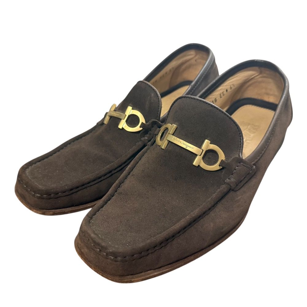 Salvatore Ferragamo サルヴァトーレフェラガモ ガンチーニ金具 スエード ローファー 6 1 2 23.5cm ブラウン メンズ 古着