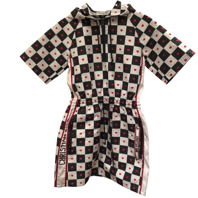 クリスチャン ディオール Christian Dior D-CHESS フーデッドワンピース 157R40A2732 ブラック×ホワイト ナイロン レディース ワンピース