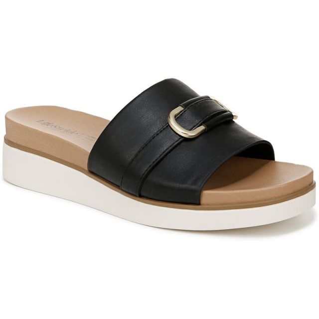 【送料無料】 ライフストライド レディース サンダル シューズ LifeStride Genevieve Women's Slide Sandals Black Faux Leather