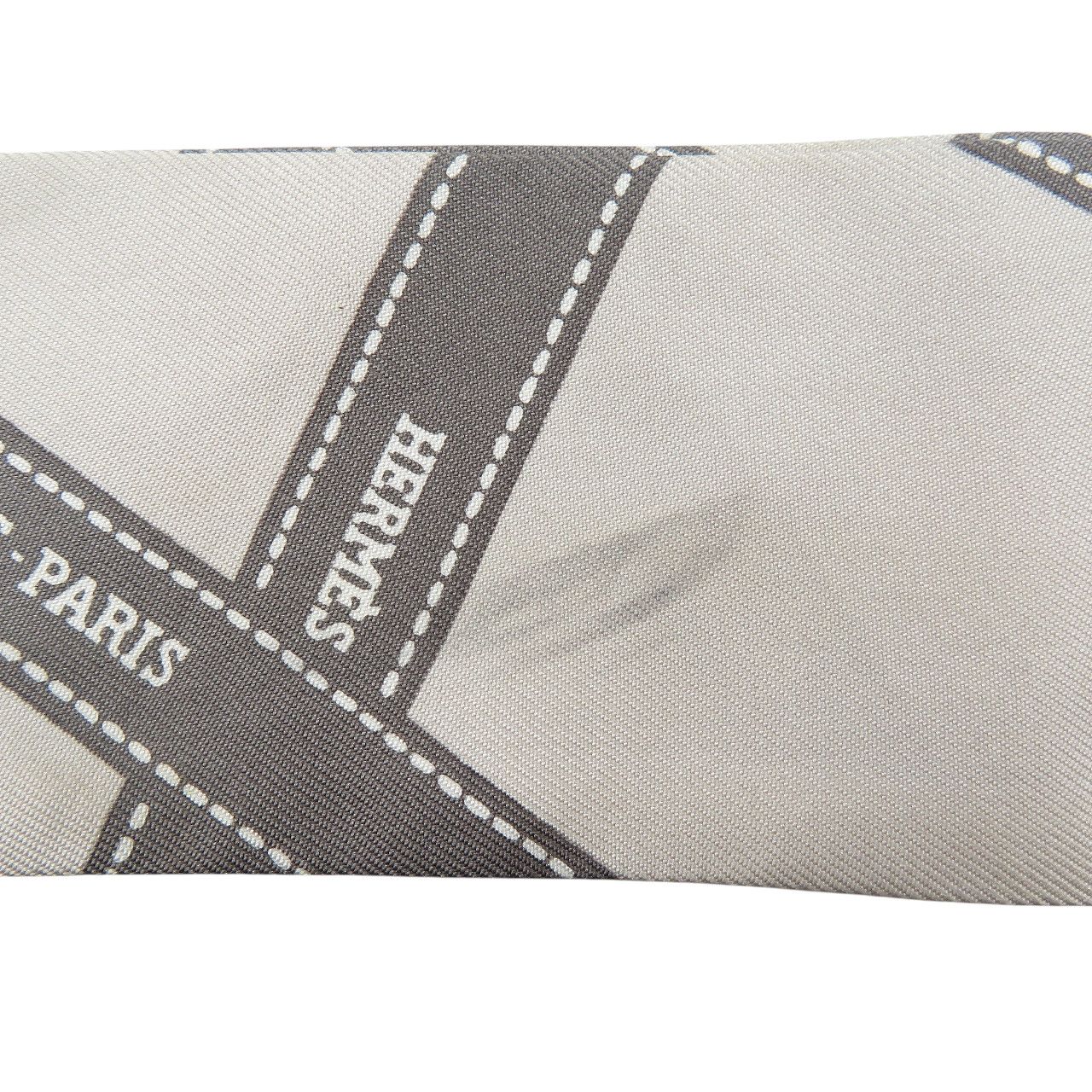 エルメス ツイリー ボルデュック リボン柄 シルク グレー スカーフ