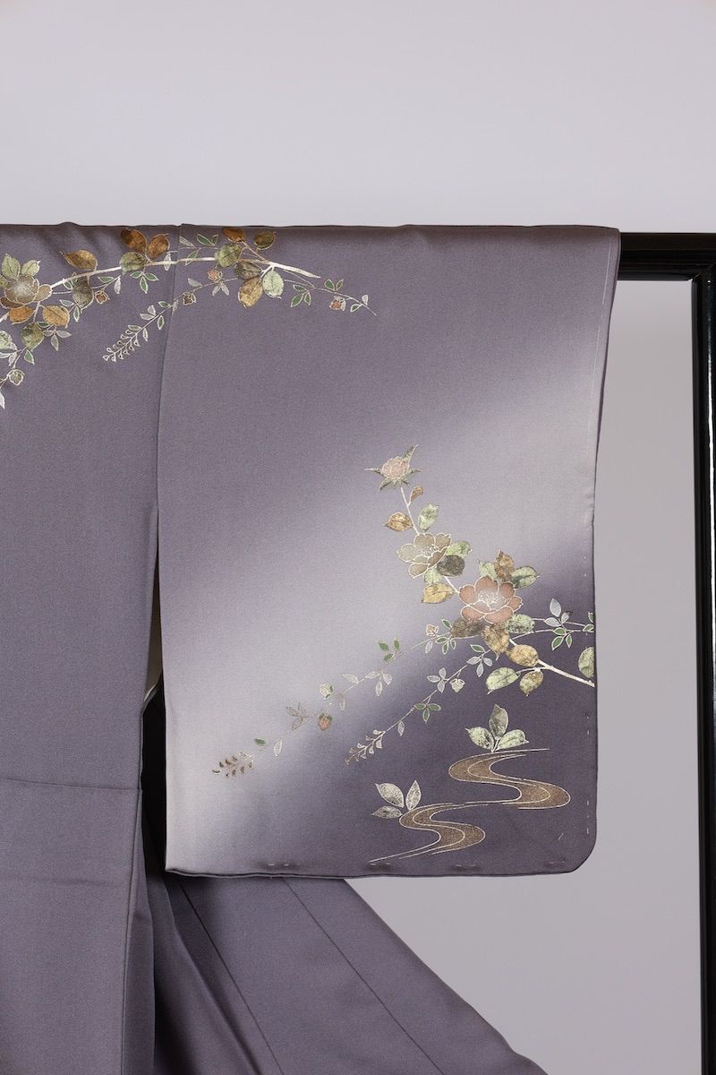 訪問着　薄紫　ゴールド　グリーン　ブルー　花　螺鈿　T526 訪問着 薄紫 ゴールド グリーン ブルー 花 螺鈿 T526 - メルカリ