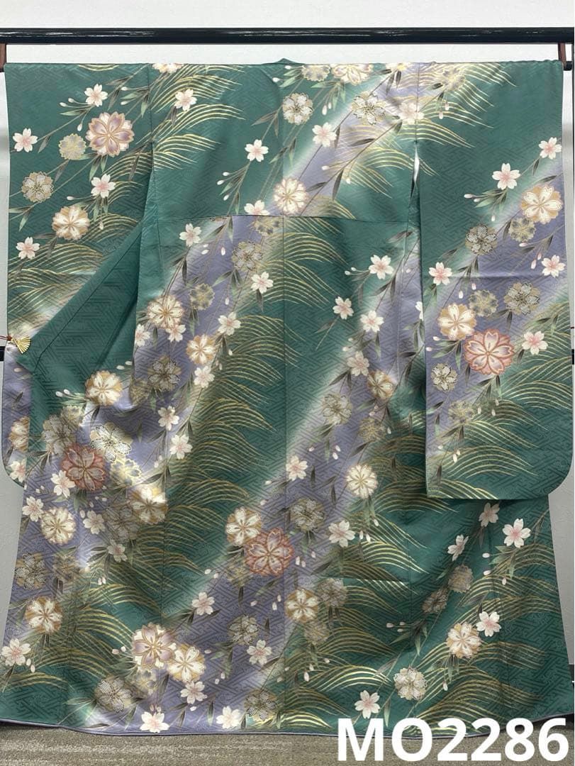 振袖 豪華 京友禅 金彩 桜 くすみカラー さが美扱い 身丈165cm 撥水加工
