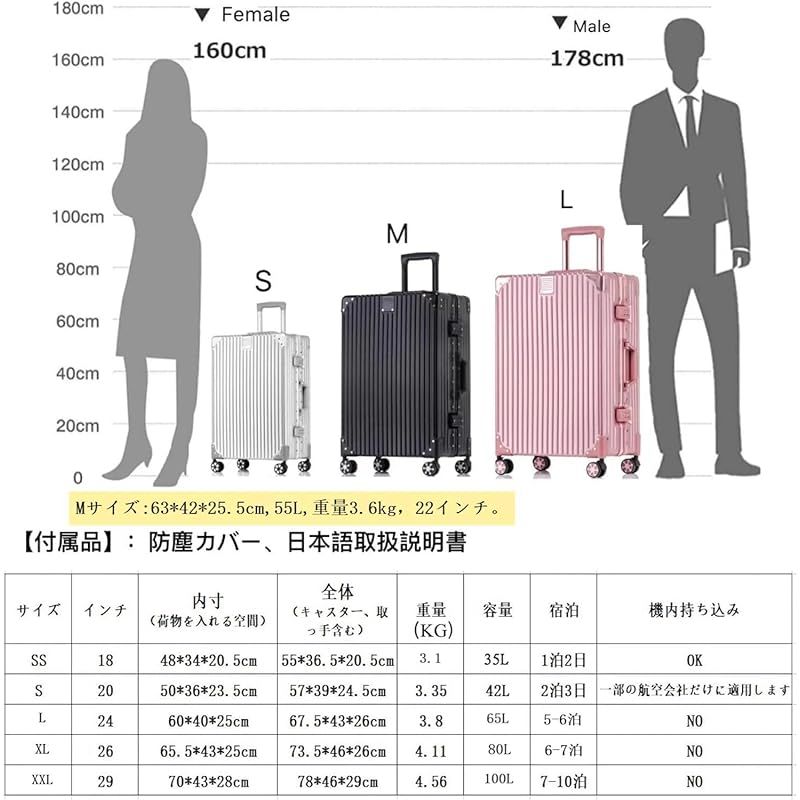 Yuweijie] 銀色系ボディーカラーを改良！！スーツケース アルミ