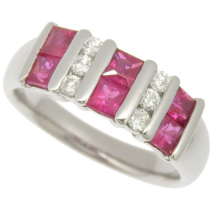 デザイン ルビー ダイヤ リング Pt900 プラチナ ルビー 1.27ct