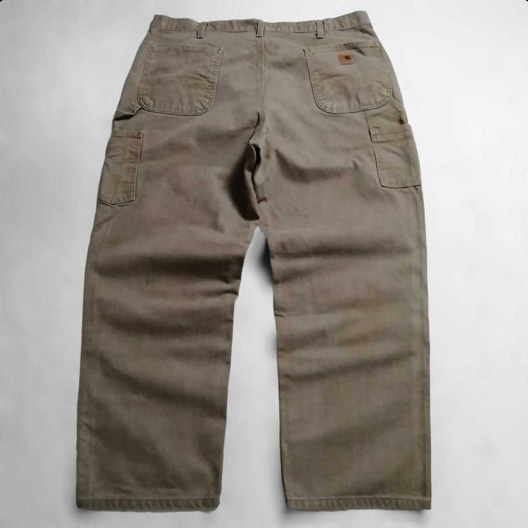 カーハートペインターパンツワークパンツW40カーキベージュ古着極太パンツ革タグ carhartt - カーハートペインターパンツワークパンツW40カーキ