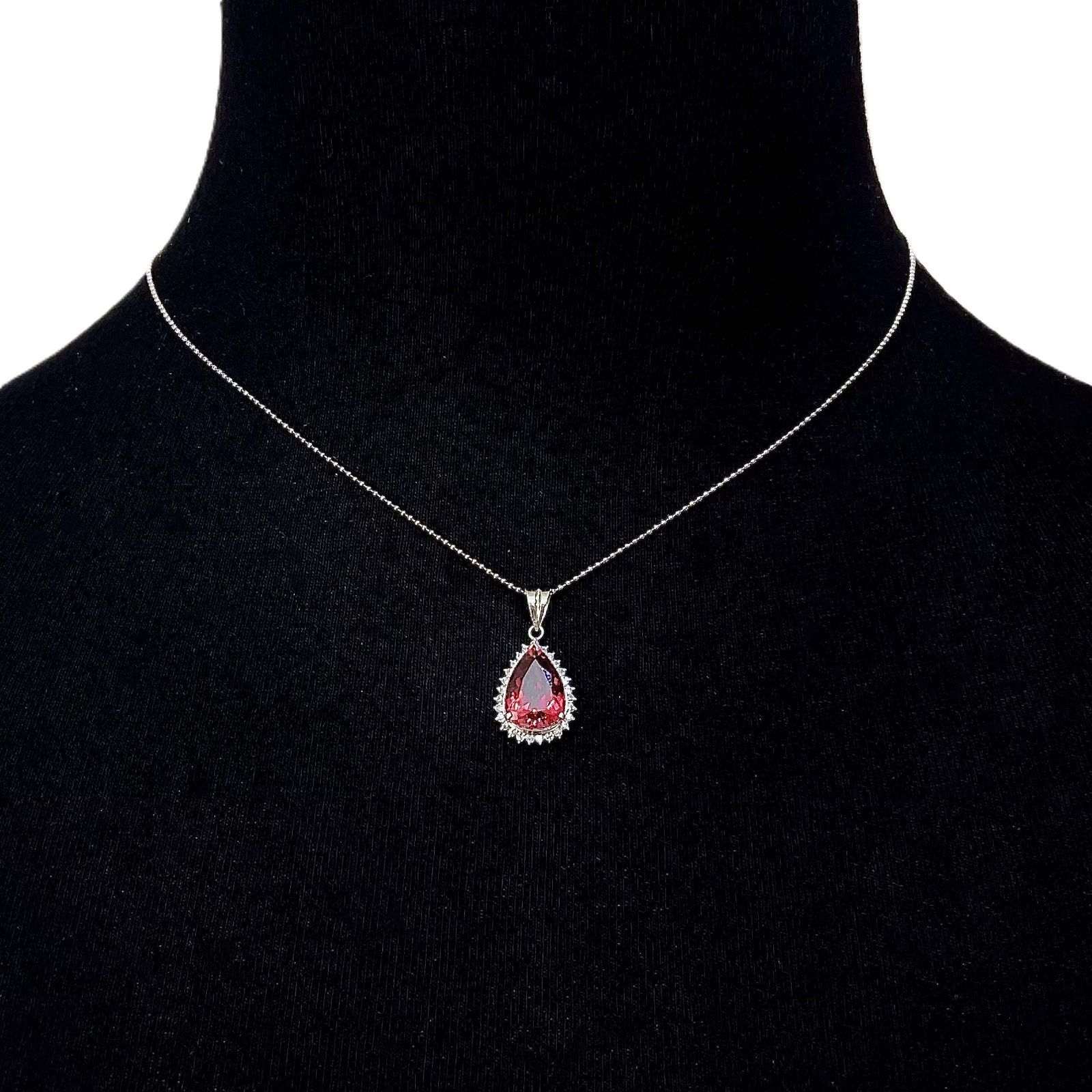 Pt900/850 天然 ピンクトルマリン ダイヤ ネックレス T3.5ct D0