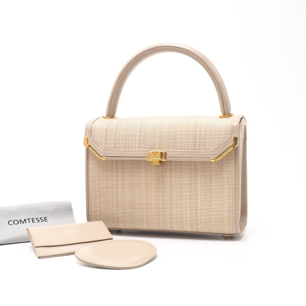 COMTESSE　コンテス　ホースヘアバッグ　トート　ゴールド　ポーチ＆ミラー付 COMTESSE - 美品 コンテス ホースヘアー ゴールド ハンドバッグ