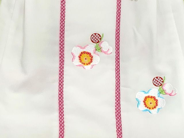 七五三 着物 3歳 被布コートセット 女の子 オリジナル被布セット「白x水色、梅と花輪・枝垂れ桜」IHF870-O02set