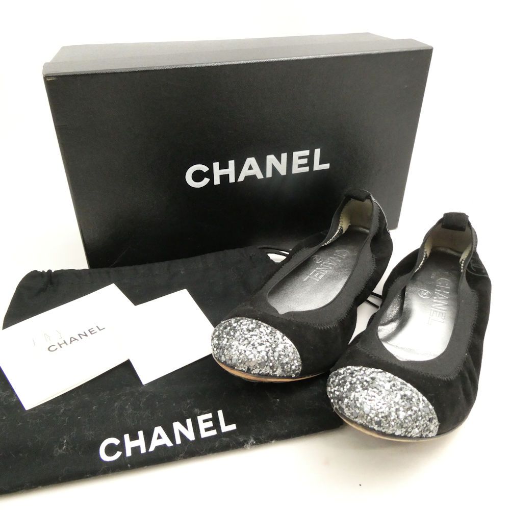 CHANEL シャネル 09A G26642Y52332 バレエシューズ 35.5 ラメ フラットシューズ レディース AY6896