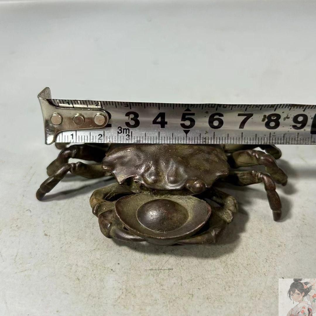 銅細工 蟹 八方来財 書道具 文房具 装飾品 工芸品 美術品 置物