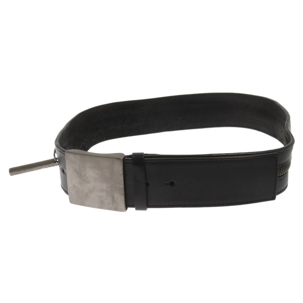 DIRK BIKKEMBERGS黒レザーベルト ジッパーデザイン メタルバックル DIRK BIKKEMBERGS (ダークビッケンバーグ) シルバーバックル