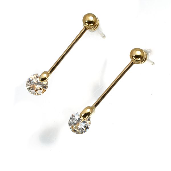 ダイヤ ダイヤモンド 0.49ct ヌーディ 揺れるピアス K18YG 177457