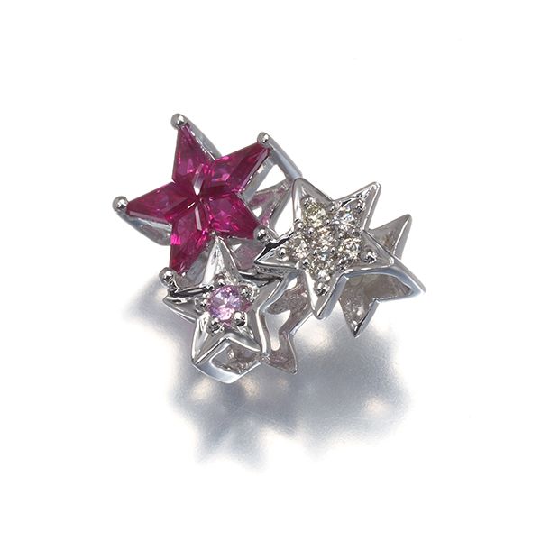 ルビー ピンクサファイア ダイヤ ダイヤモンド スター ペンダント  