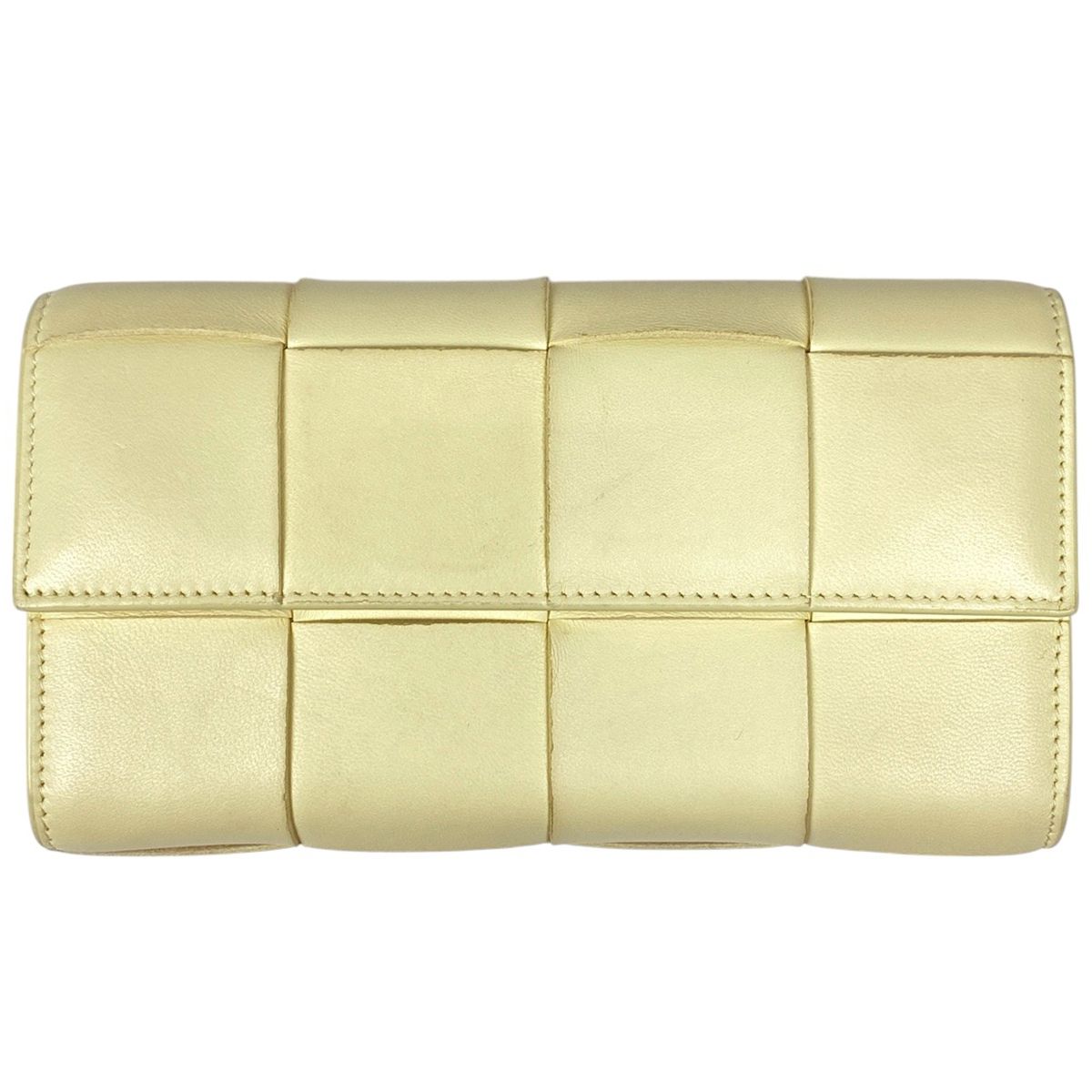 ボッテガヴェネタ BOTTEGAVENETA カセット ラージ フラップウォレット マキシ イントレチャート 二つ折り 長財布 レザー クリーム 667433 レディース